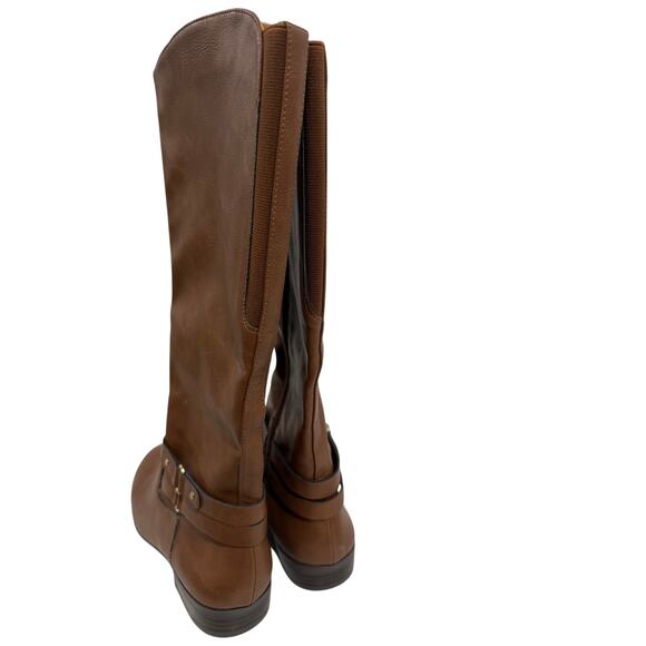 ShoeDazzle Reena Brown Snake Tall Boots Flat Knee High Faux Snakeprint Y2K 9.5 - Picture 2 of 11